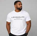 Model wearing LOVEU2LIFE Revolution Tee Minimal Black