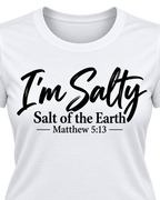 Close-up of the original I’m Salty Salt of the Earth Matthew 5:13 design