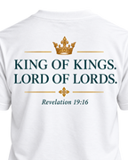 Close-up of the King of Kings Lord of Lords back design and Revelation 19:16