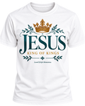 LoveU2Life Jesus King of Kings tee in white, front view