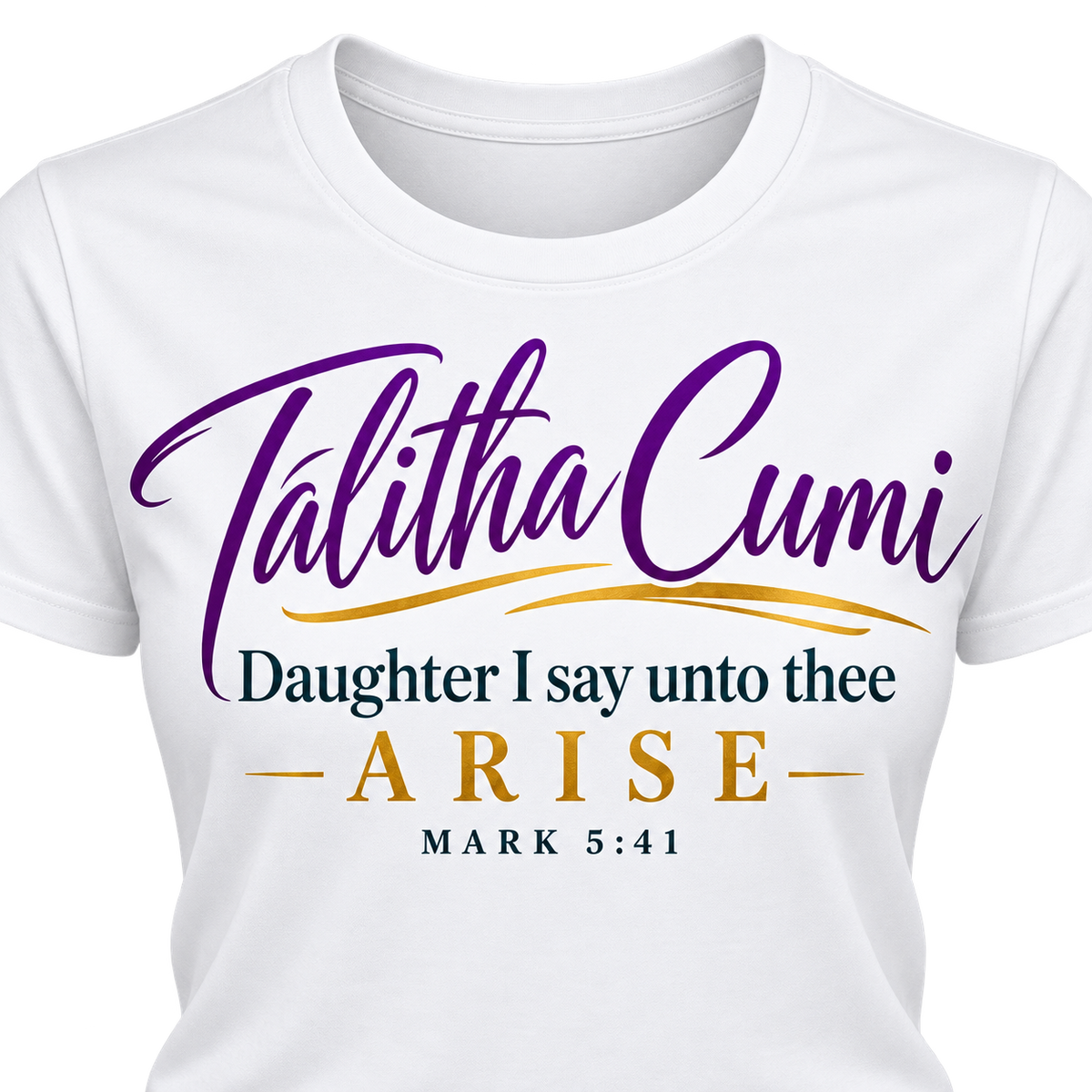 Close-up of the Talitha Cumi Daughter I Say Unto Thee Arise Mark 5:41 design