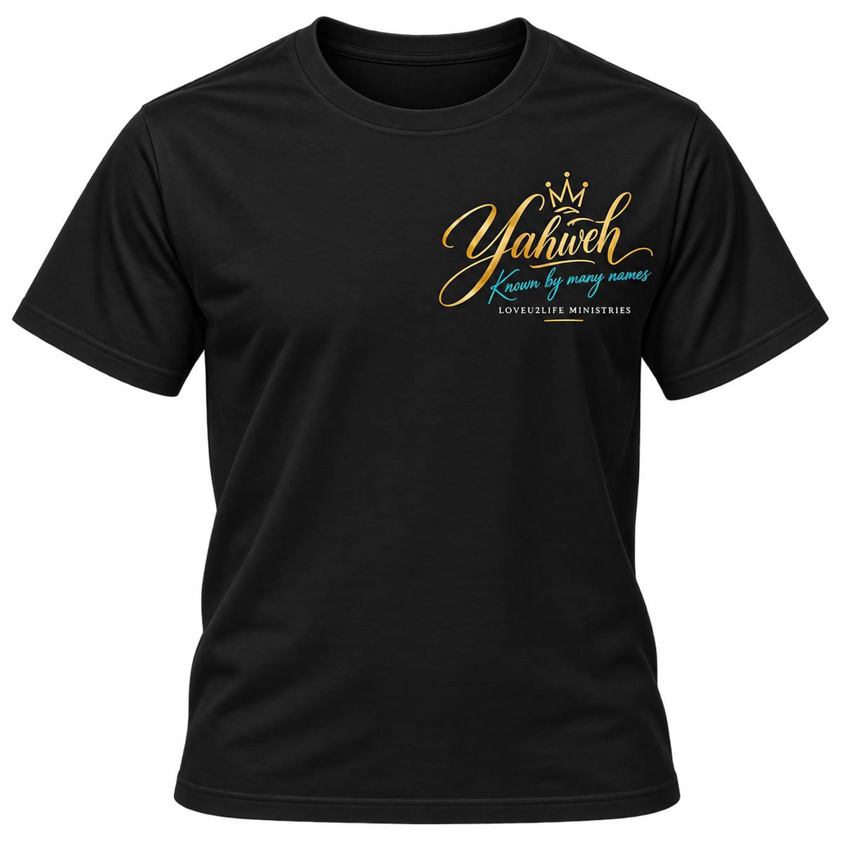 Black | Yahweh Known by Many Names Tee front view