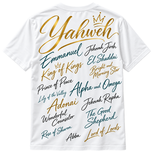 White | Yahweh Known by Many Names Tee back view