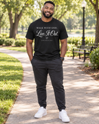 Model wearing the black Walk With God, Live It Out Classic Tee