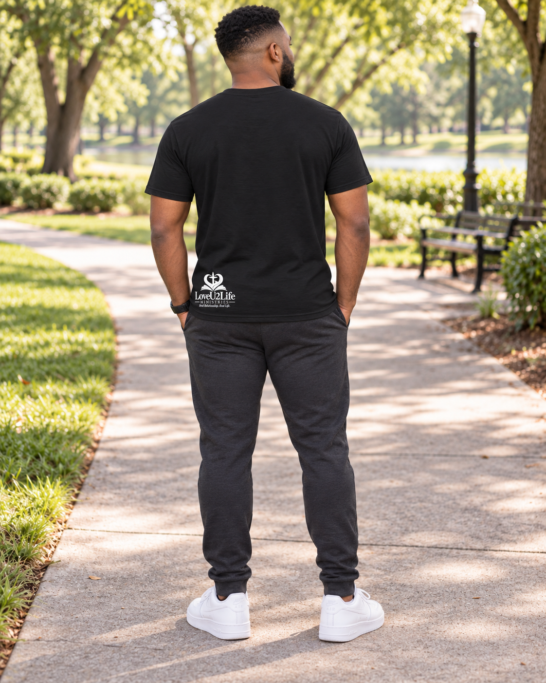 Black Walk With God, Live It Out Classic Tee lifestyle image